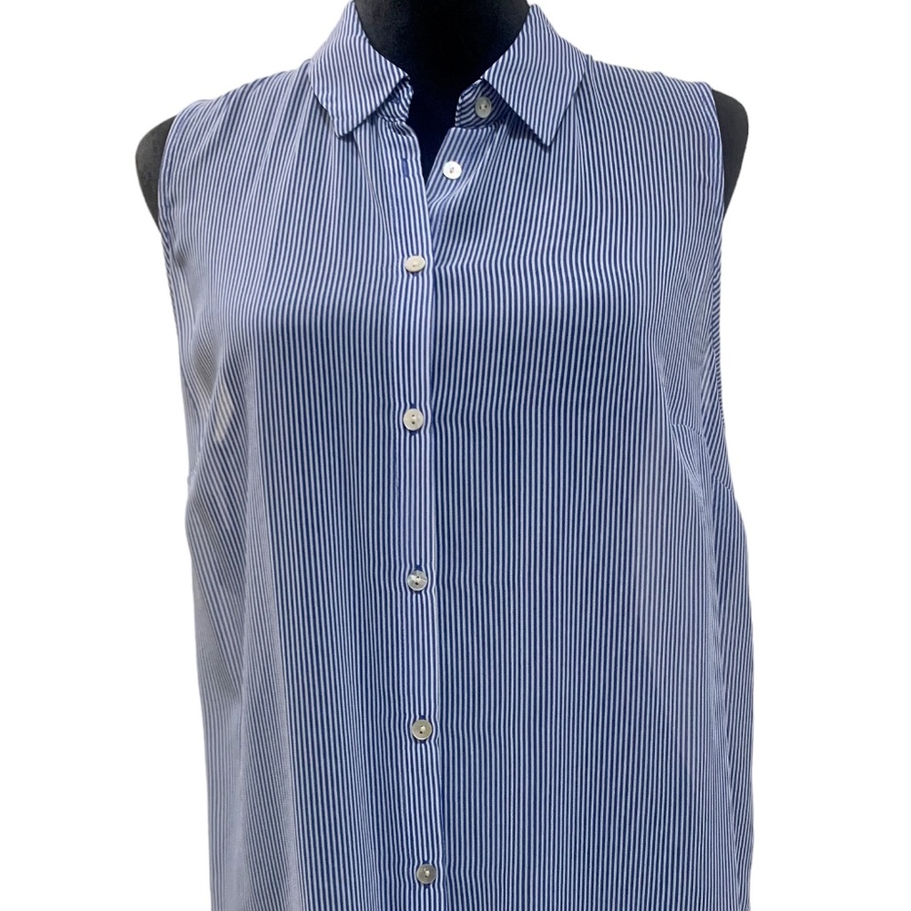 NWT | A New Day NEW |Sheer Blouse | Navy White Striped | Botton Down |Size: XL